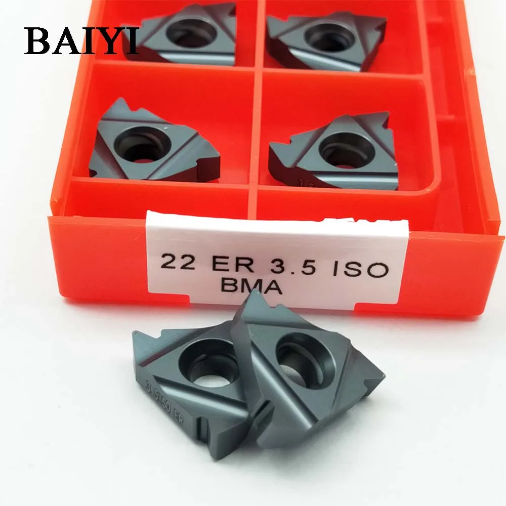 

10pcs carbide threading insert 22ER 3.5ISO BMA lathe thread tool Internal Processing stainless steel and steel 22 ER 3.5iso