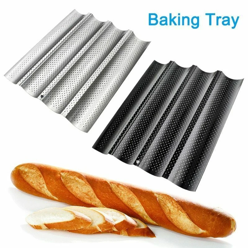 2/3/4 Grid Carbon Steel Non-stick Baguette Mold Baking Baguette Mold With Air Hole Home Baking Pan Baguette Baking Tray Dropship