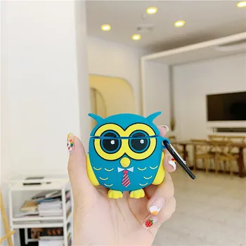 

For AirPod 2 Case 3D Cute Blue Owl Cartoon Soft Silicone Wireless Earphone Cases For Apple Airpods Case Cute Cover Funda