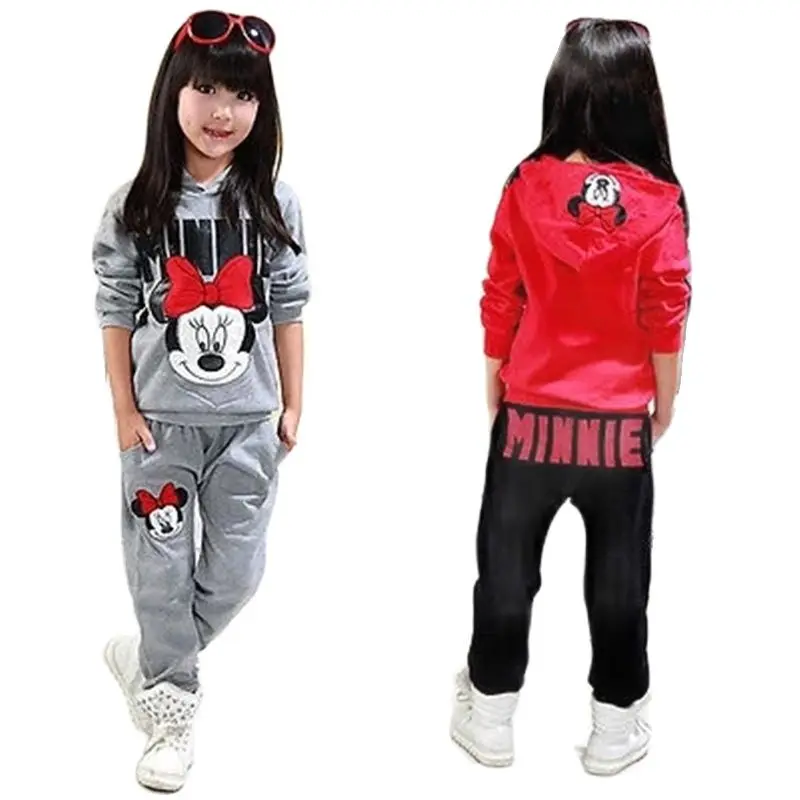 Disney Mickey Minnie 2pcs Baby Girls Kids Minnie Mouse Clothes Set Long Sleeve Hooded Coat Pants Oufits Clothes Set Children S Sets Aliexpress