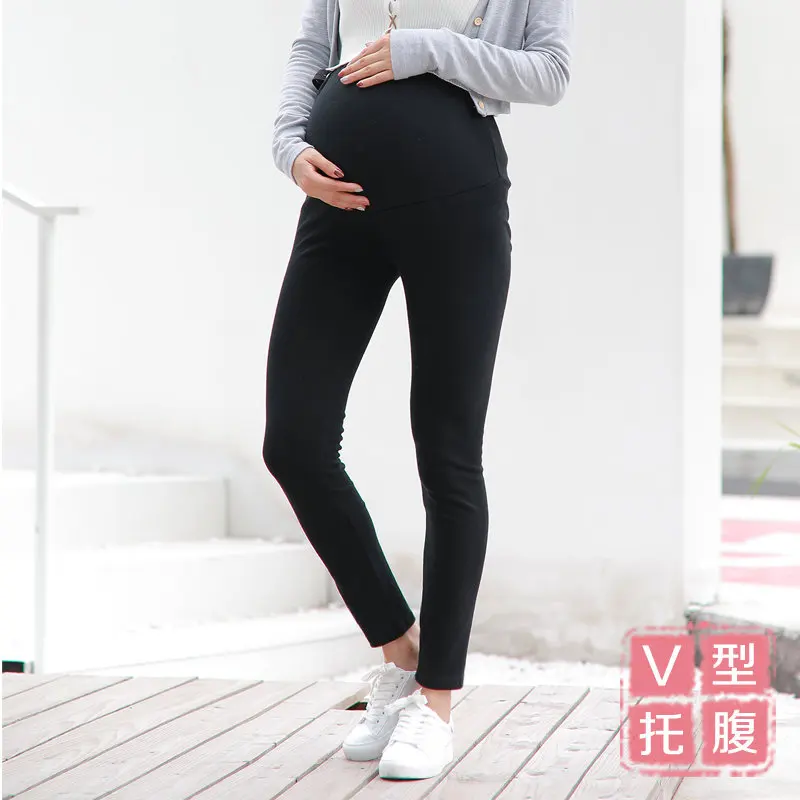 

[V Shaped Abdominal Support Spring And Autumn] 2019 New Style Outer Wear Warm Brushed Soft Cotton Casual Warm Leggings for Pregn