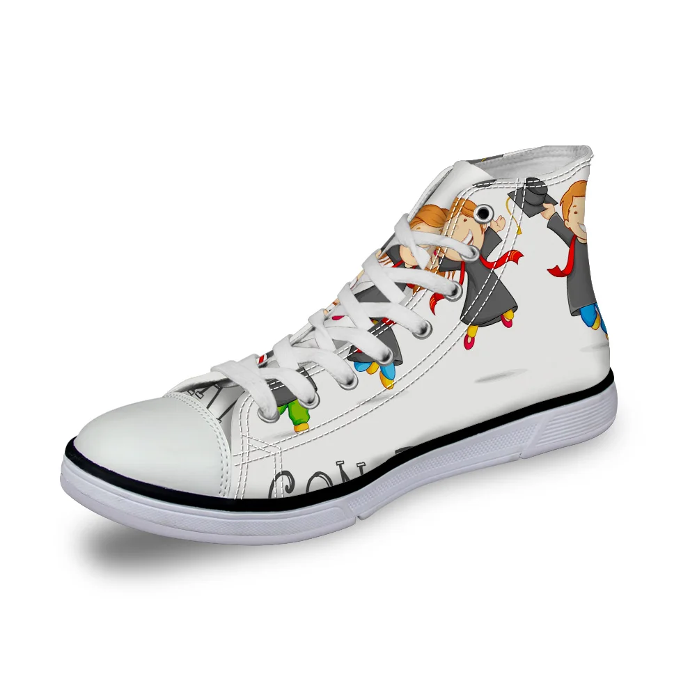 

WHEREISART Women Canvas Shoes Children Celebration Cartoon High Top Flats Vulcanized Shoes Female Casual Shoes Sneakers