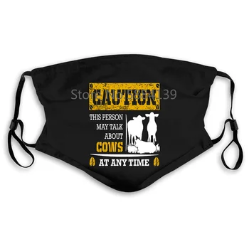 

CAUTION! This Person May Talk about Cows At Anytime for Lady Women's Rock Roll Women's Mouth Mask Women's kid PM2.5