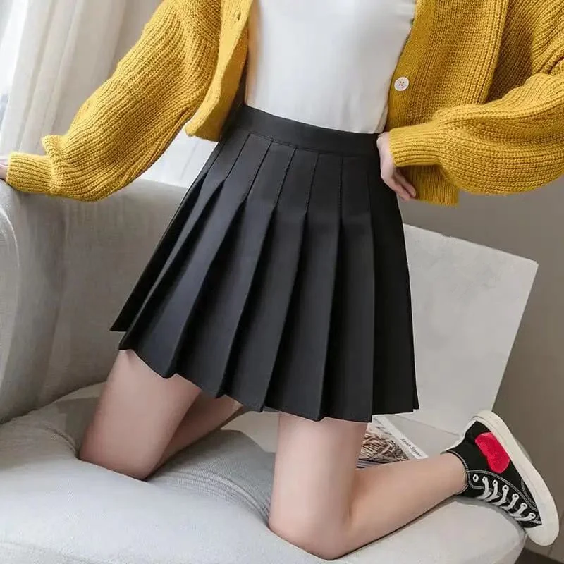 Falda plisada de estudiante estilo pijo de cintura alta para mujer, minifalda de baile, 2021