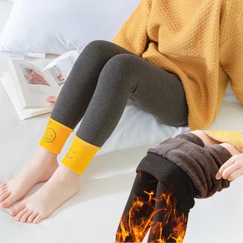 

Children Pants Girls Autumn Winter Plus Velvet Thick Warm Slim Leggings Cotton Letter Print 2-12Years Teen Leggings Baby Clothes