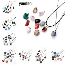 Yumten необычный драгоценный камень, шармы подвеска любовь ожерелье Нефритовый камень Веревка Цепь Кулон из природного кристалла аксессуары для ювелирных изделий