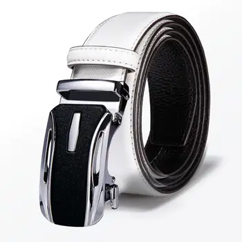 

White Top Quality Leather Belt New Male Designer Automatic Buckle Cowhide Leather Men Belt Luxury Belts For Men Barry.Wang