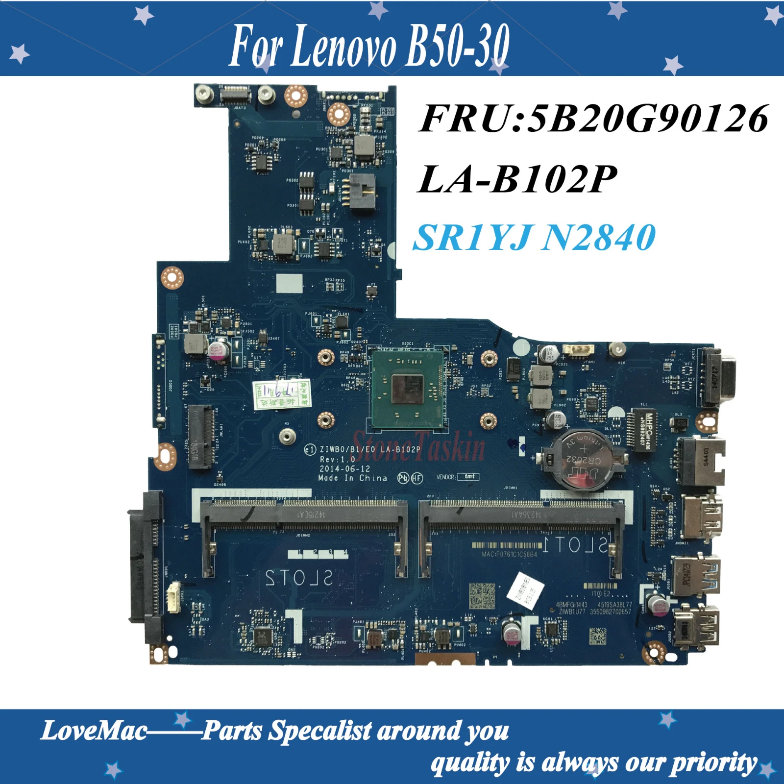 Высокое качество FRU:5B20G90126 для Lenovo B50-30 Материнская плата ноутбука LA-B102P SR1YJ N2840 DDR3L