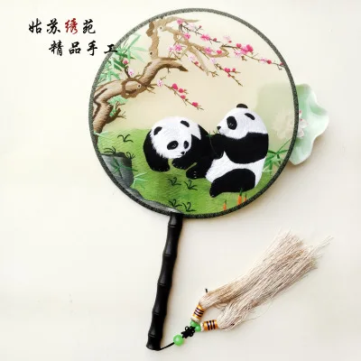 Сучжоу вышивка изделия двухсторонняя вышивка цветок веер китайский стиль дворцовый веер чистая ручная вышивка - Цвет: 70