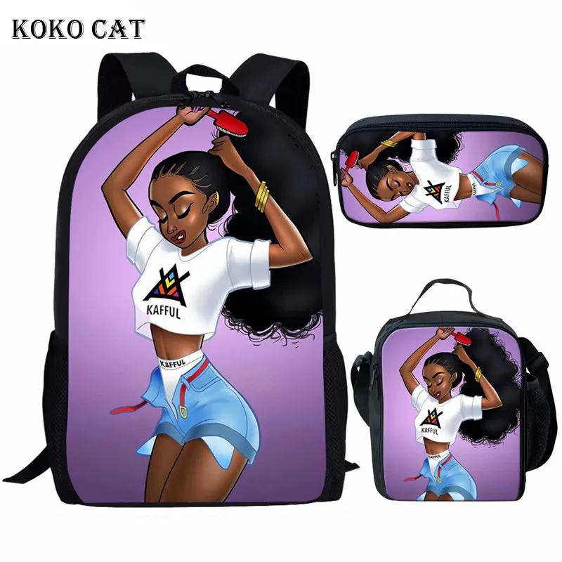Школьный рюкзак KOKO CAT 3 шт./компл. черный школьный в африканском стиле для девочек