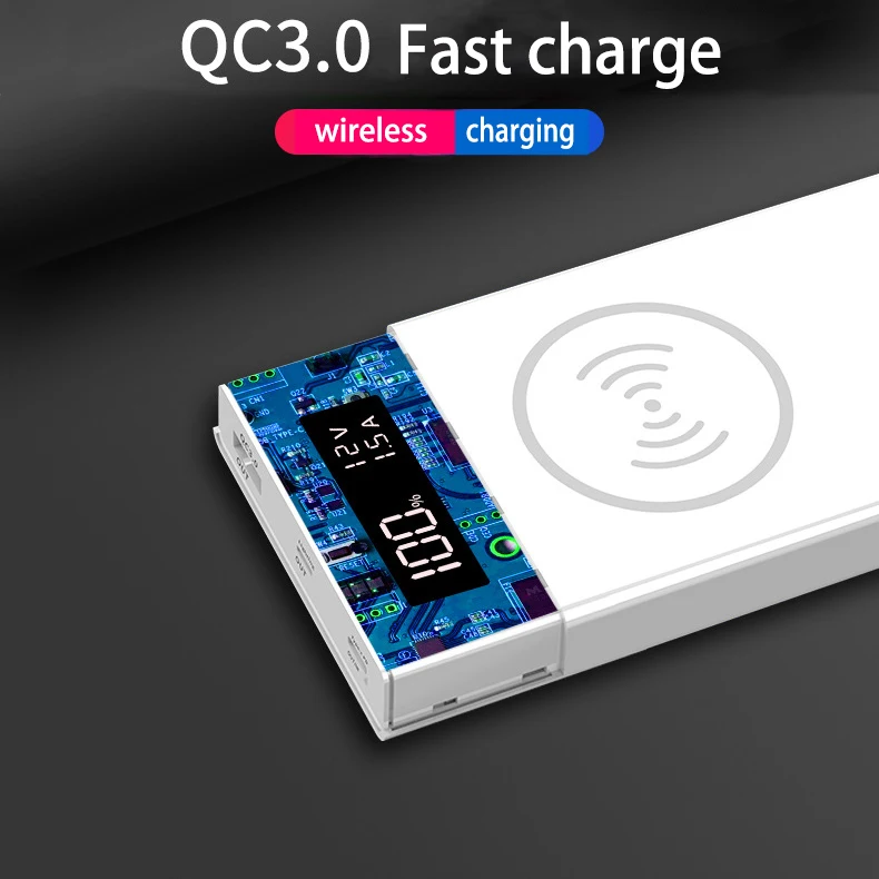 20000 мАч QC 3,0 беспроводной зарядный внешний аккумулятор корпус type-C USB PD Быстрая зарядка порты цифровой дисплей DIY внешний аккумулятор корпус 6*18650