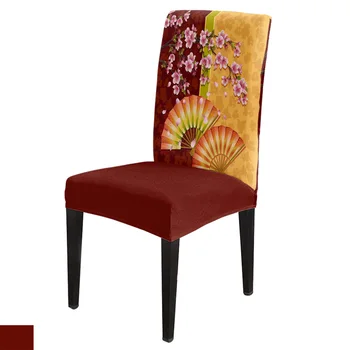

Spandex Chair Cover Cherry Tree Fan Branch Leaves Chair Cover Home Decor Hotel Wedding Supplies Dining Chair Cover Stretch