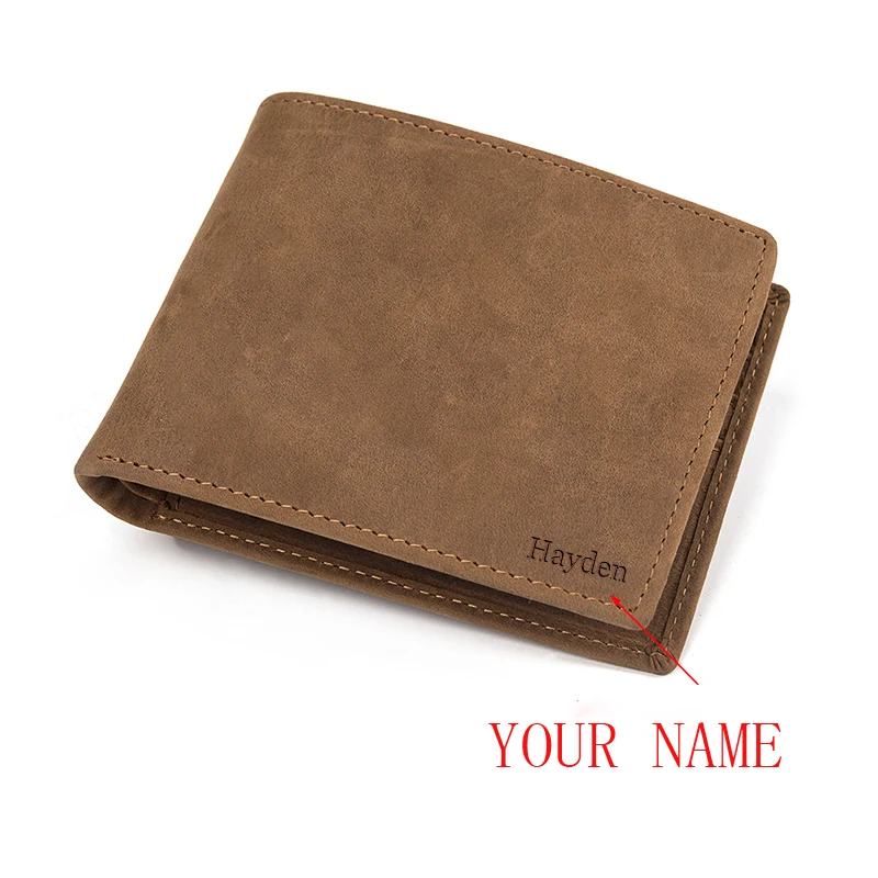 

wallet Men Personalized Leather Short Slim Male Purses Money Clip Credit Card Bag Engraved Customize for Son groomsman gift