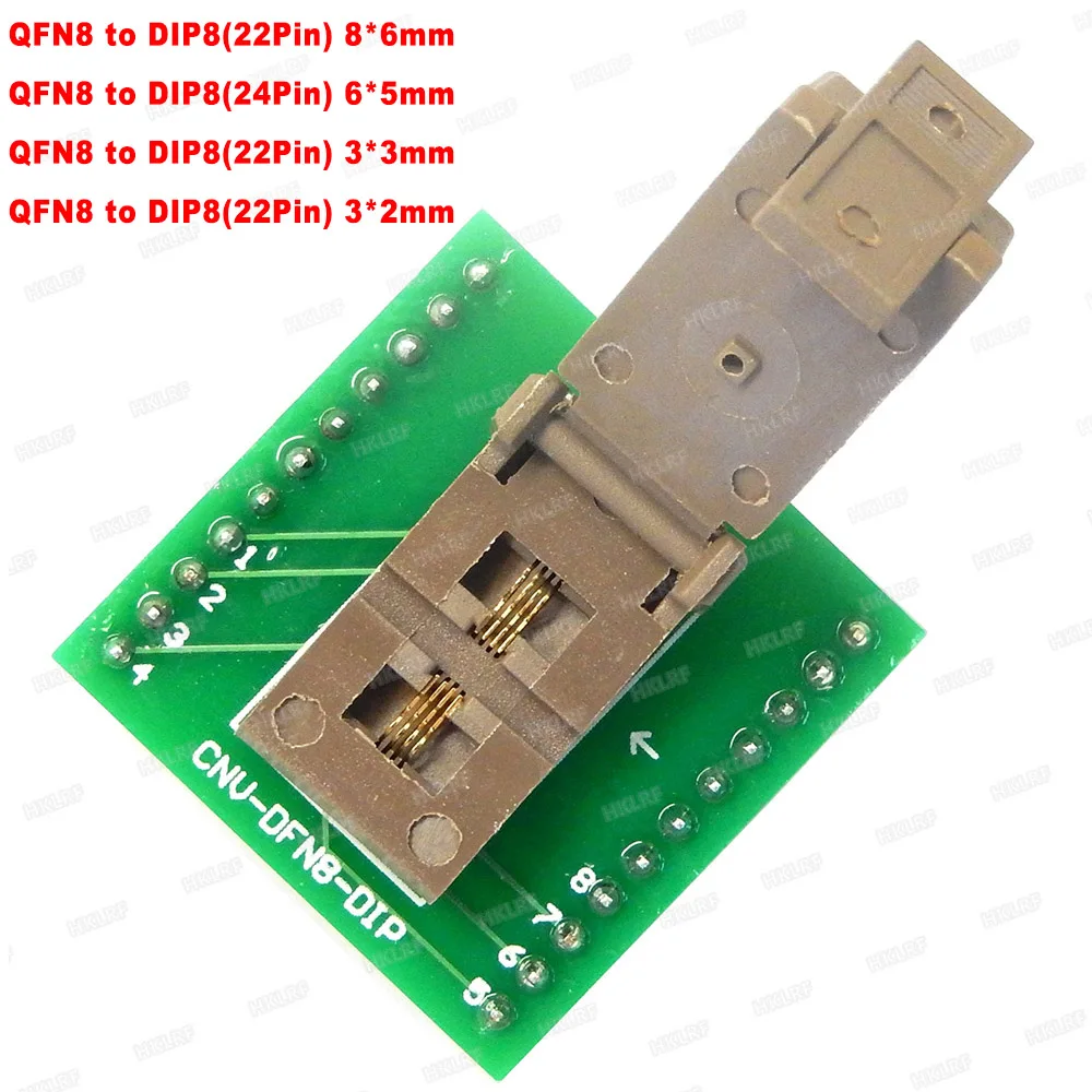 

QFN8 to DIP8 22Pin 24 Pin CNV-QFN8-DIP Programmer Adapter Sockets DFN8 MLF8 3x2 3x3 6x5mm