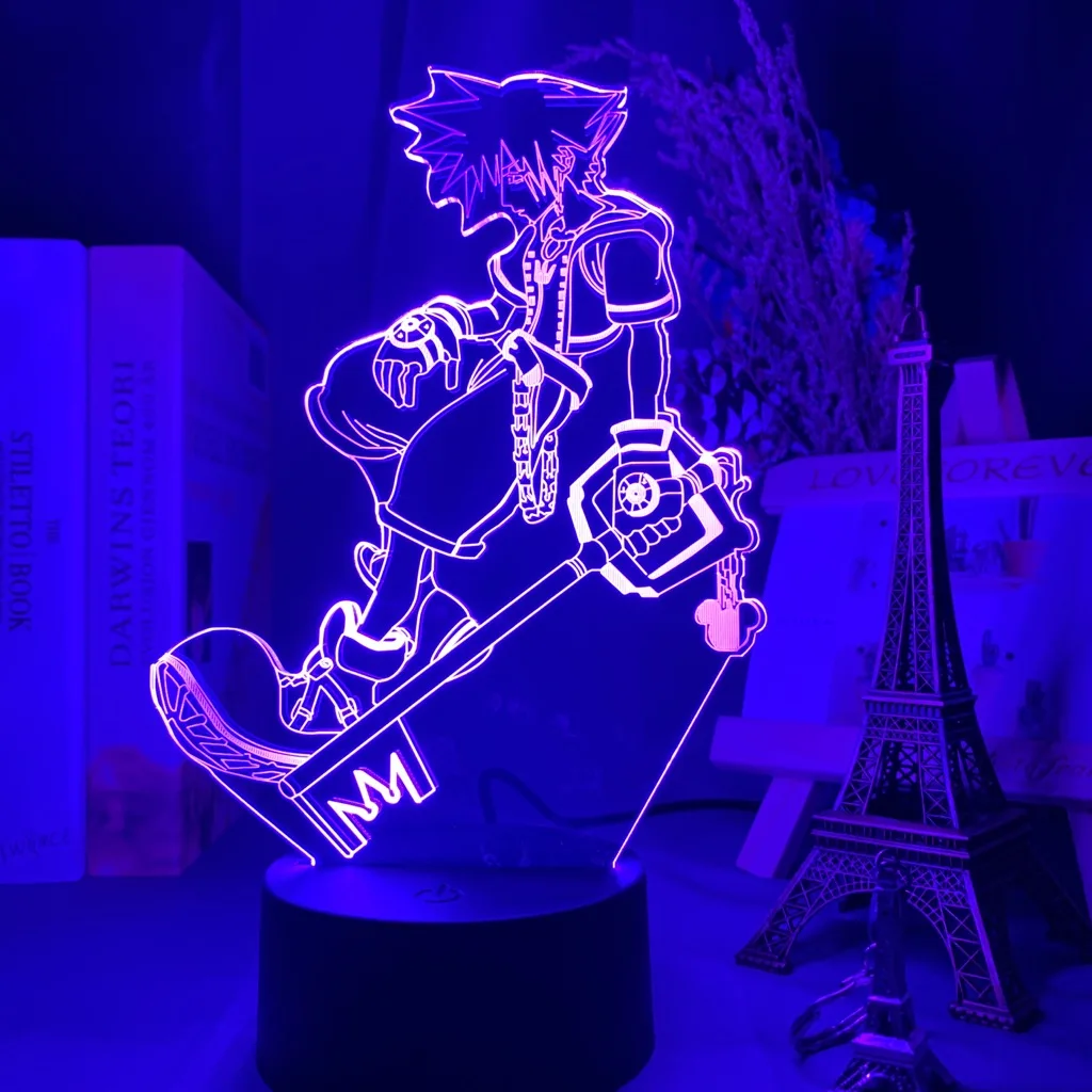 Игра Kingdom Hearts Sora Keyblade рисунок детский ночной Светильник Led Изменение цвета детская спальня декор ночной Светильник Sora лампа прикроватная