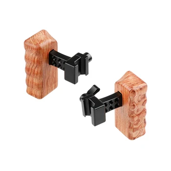 

HDRIG 1Pairs Wood Wooden Handle Grip with NATO Safety Rail Connector for DSLR Camera Cage Kit