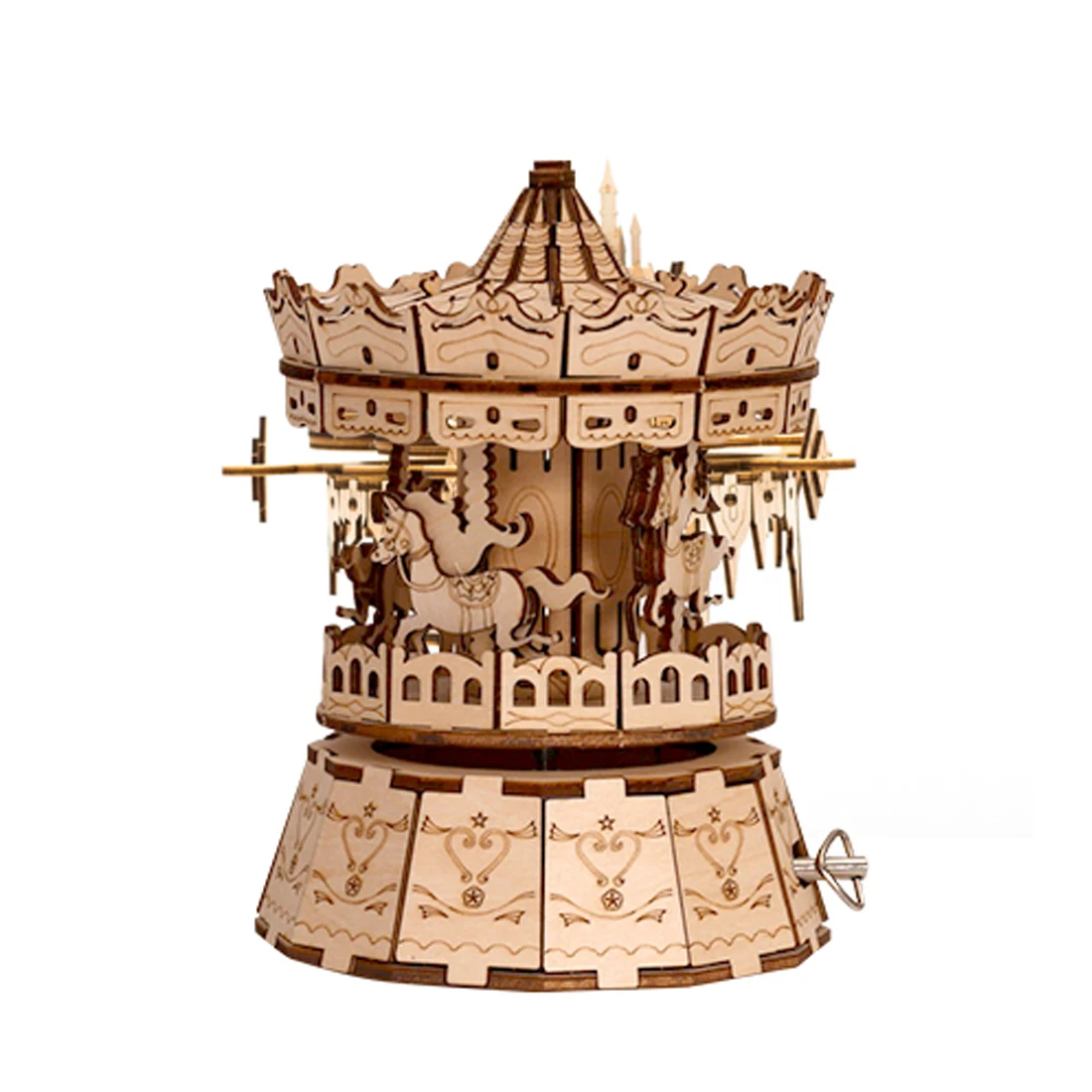 

3D Wooden Carousel Music Box DIY Puzzle Model Kit Creative Gifts For Adults And Children