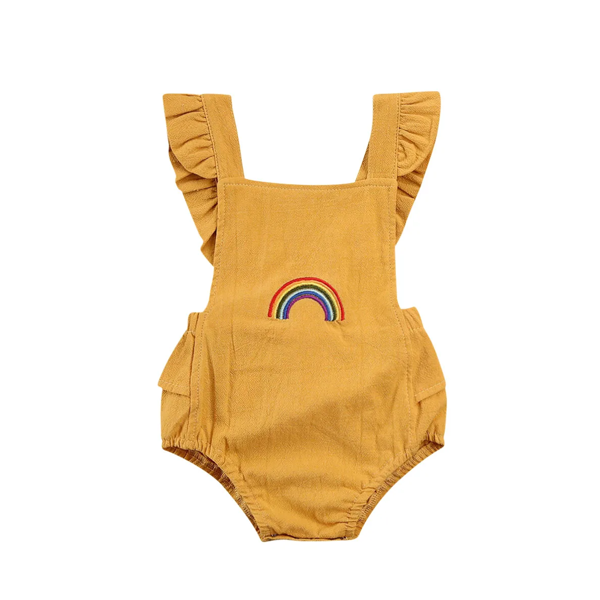 Для новорожденных от 0 до 24 месяцев для новорожденных девочек; с оборками Радуга комбинезон Детские комбинезоны Костюмы