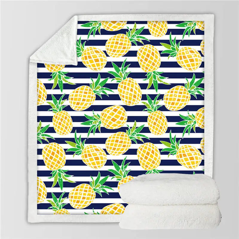 Постельные принадлежности Outlet ананас пледы одеяло фрукты на заказ одеяло золотой лист шерпа Флисовое одеяло тропические плюшевые льняные постельные принадлежности Mantas - Цвет: 3