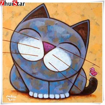 

5d diamond painting full square / round diamond embroidery smiling black cat rhinestone DIY mosaic home decoration drop shippinh