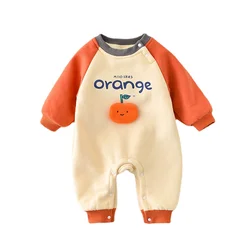 Barboteuse polaire Orange pour bébé, vêtement d'hiver avec doublure en fourrure pour garçon et fille 
