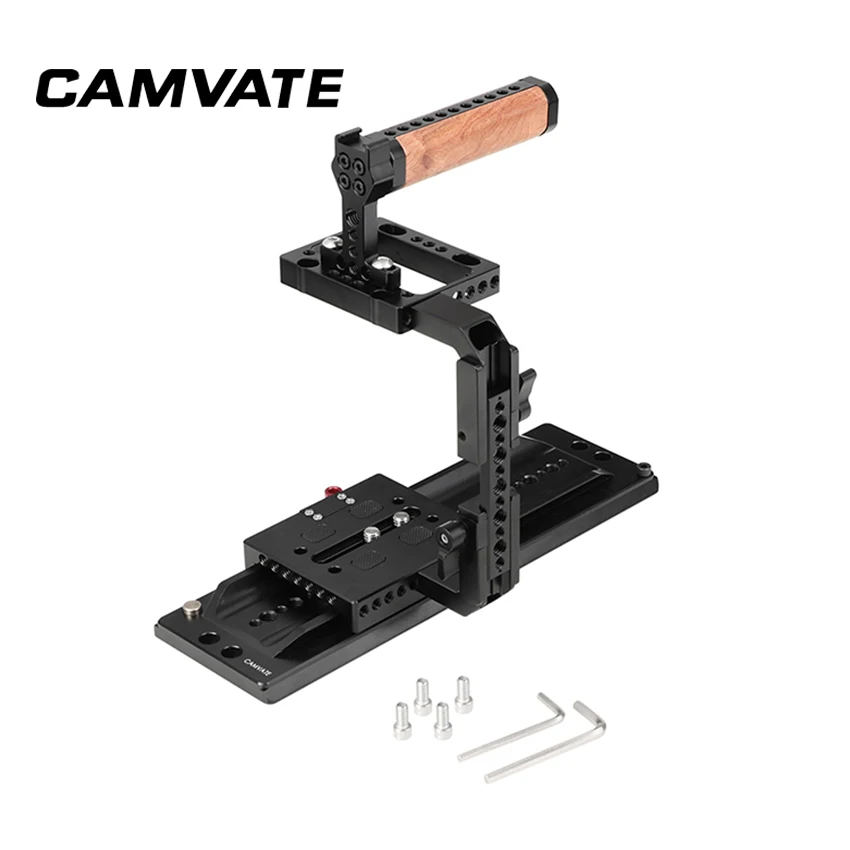 

CAMVATE Quick Release Half Cage Kit With 12" Dovetail Bridge Plate & Wooden Top Handle For RED DSMC2 Video Cameras C2332