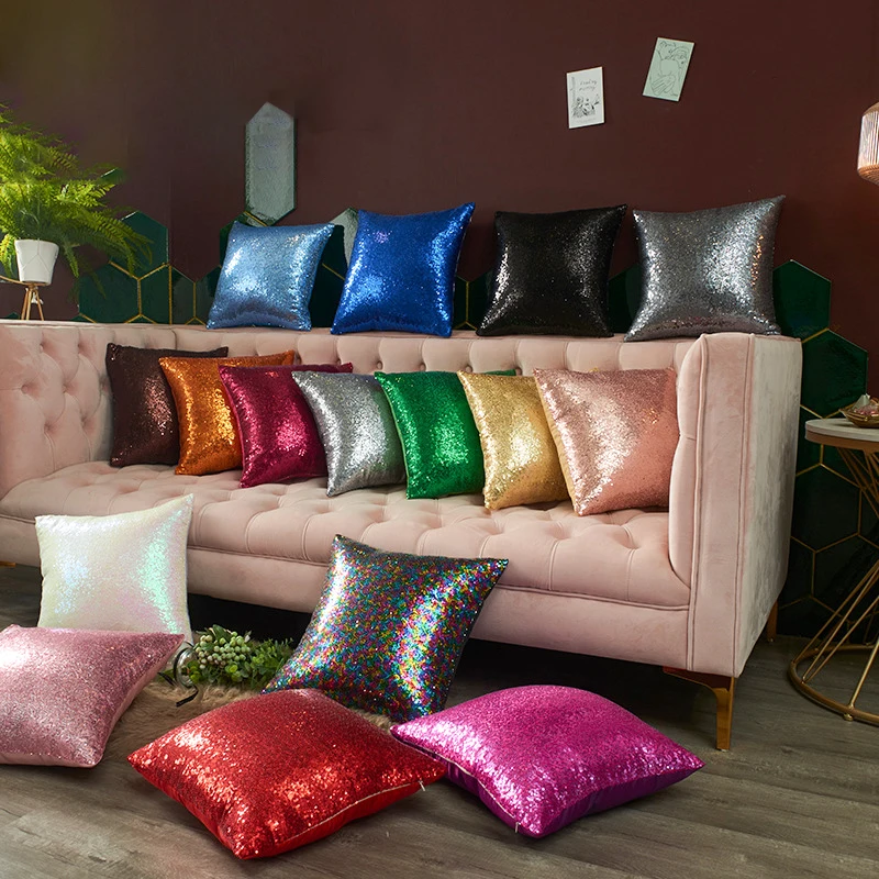 Cushion Cover 40*40cm Luxury Mermaid Glitter Pillow Pillowcase with Sequin Throw pillows Home Decor Pillow Cases