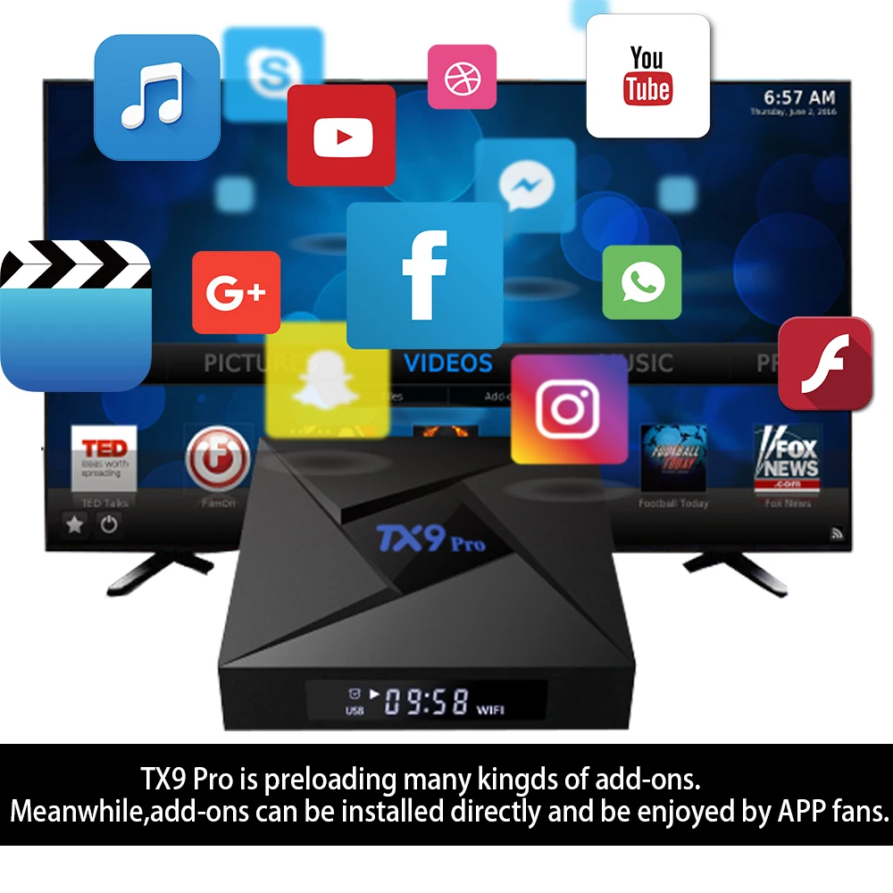 ТВ Box Android 7,1 3 Гб оперативной памяти, 32 Гб встроенной памяти, TX9pro 4K IPTV, Amlogic S912Google голосовой помощник медиаплеер Netflix Youtube set top tv Box
