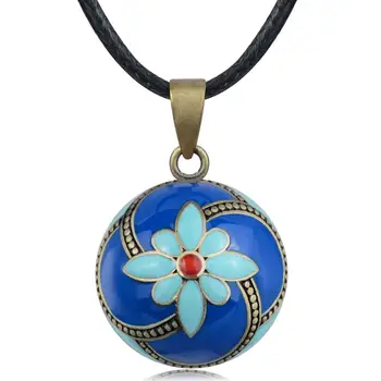

Blue Flower of life Baby Angel Caller Harmony Ball Pendant Necklace Pregnancy Chime Ball Mexican Bola Pendants Wishing Balls
