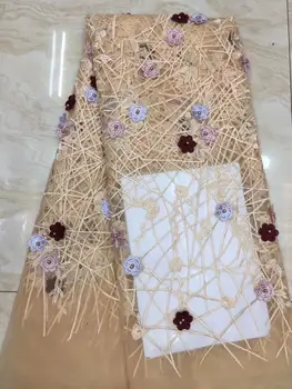 

2019 High Quality Nigerian Lace Fabric African Tulle Lace Fabric Luxury Lace Fabrics Handmade Beaded Lace for Dress (7-19