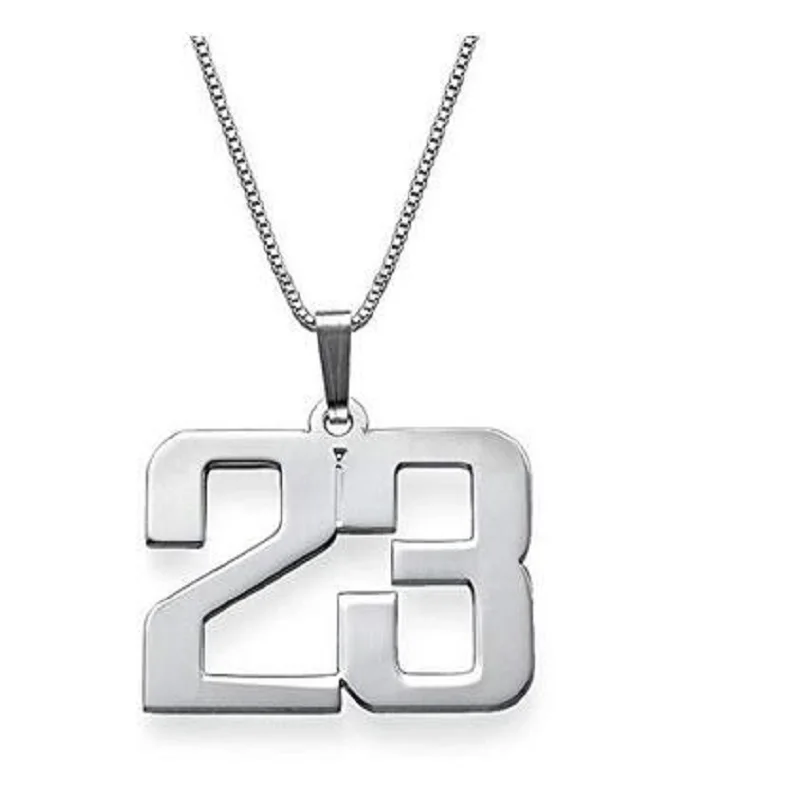 

Personalized Hip Hop Basketball Legend 23 Number Pendant Necklace Chain Custom Lucky Number Nameplate Necklace For Women Men