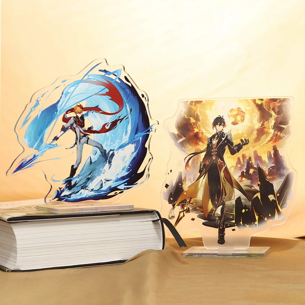 Genshin Impact Eula Zhongli Cosplay Figure Stand Plate Tartaglia Paimon Diluc Action Model Stand Sign Key Chains Aliexpress