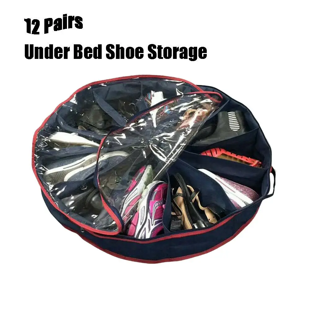 

Under the Bed Shoe Organizer Round Fits 12 Pairs Boots for Underbed Storage Storage Bags
