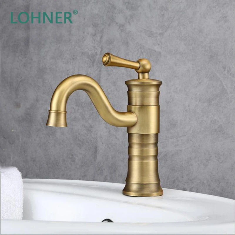 

Lohner Gold Basin Hot and Cold Basin Faucet Retro Faucet Bathroom Sanitary Shower Single Hole Shower Head Rubinetto Cucina