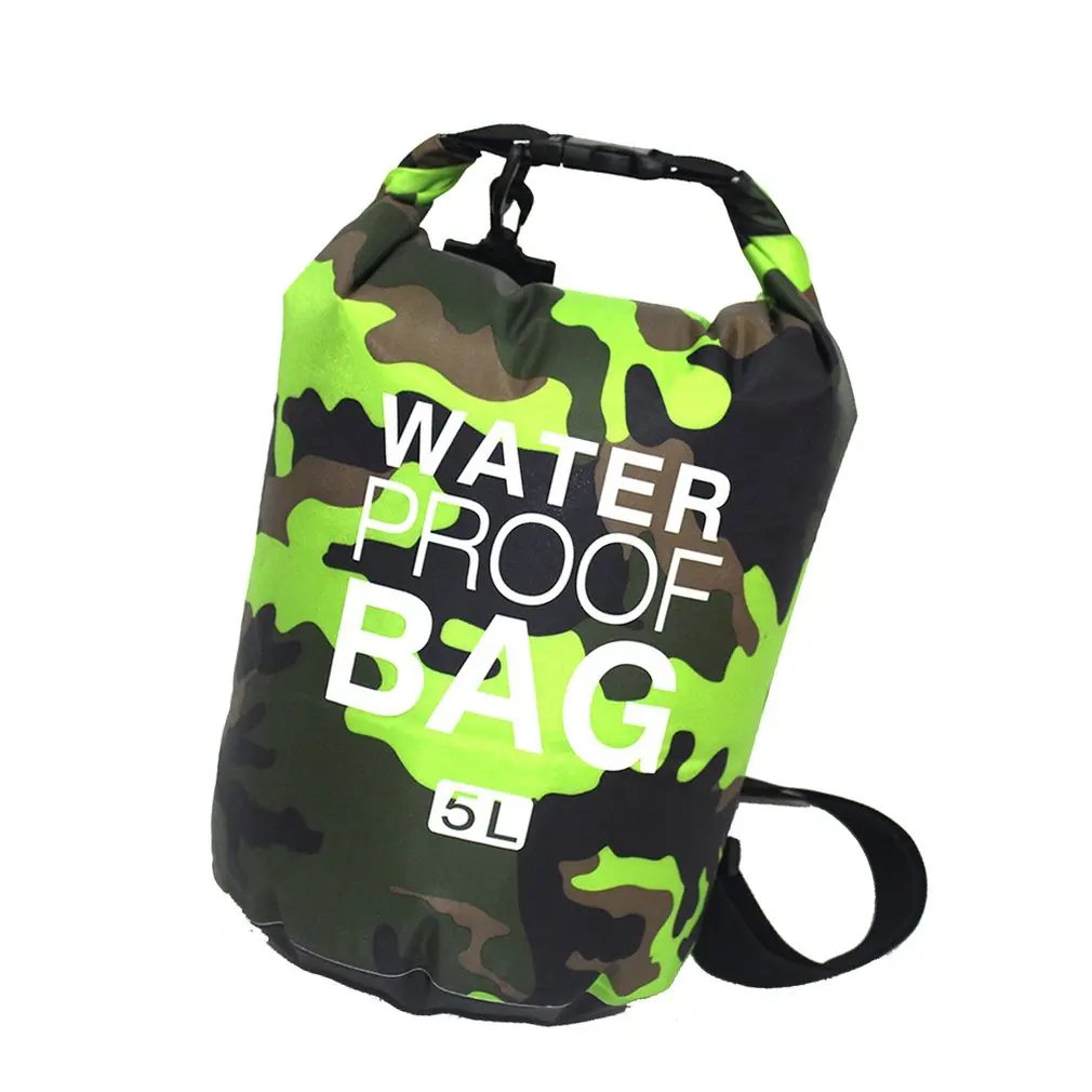 2L shoulder green Камуфляжная полиэфирная водонепроницаемая сумка на плечо, водонепроницаемая сумка-мешок, уличный портативный светильник, сумка для дрифтинга - Цвет: 2L shoulder green