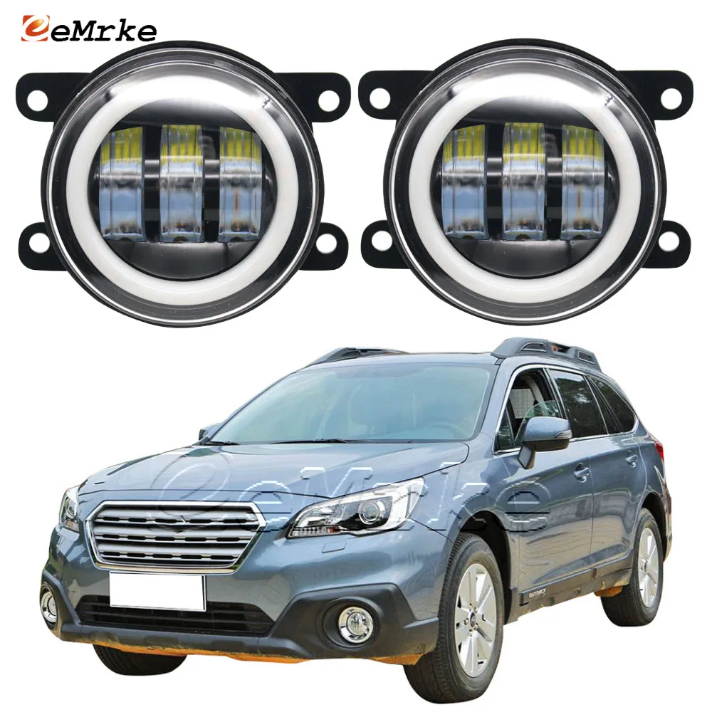 Pair Led Angel Eyes Front Fog Lights Assembly For Subaru Outback Bs 3