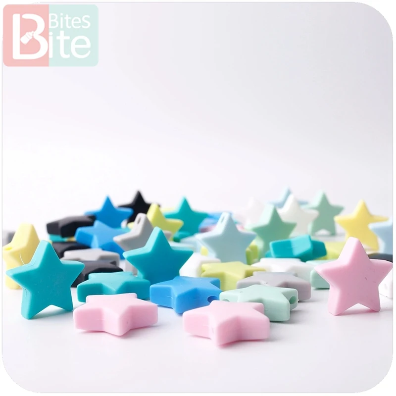Silicone Teething Toys 10PC 23mm Colorful Silicone Star BPA Free Silicone Teether DIY Crafts Baby Accessories Beads Baby Teether Toy