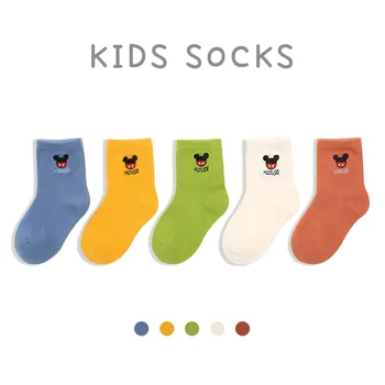 

5/pairs Set Cartoon Mouse Embroider Multicolor Autumn Winter Newborn Boy Kids Cotton Socks Baby Girls Breathable Socks