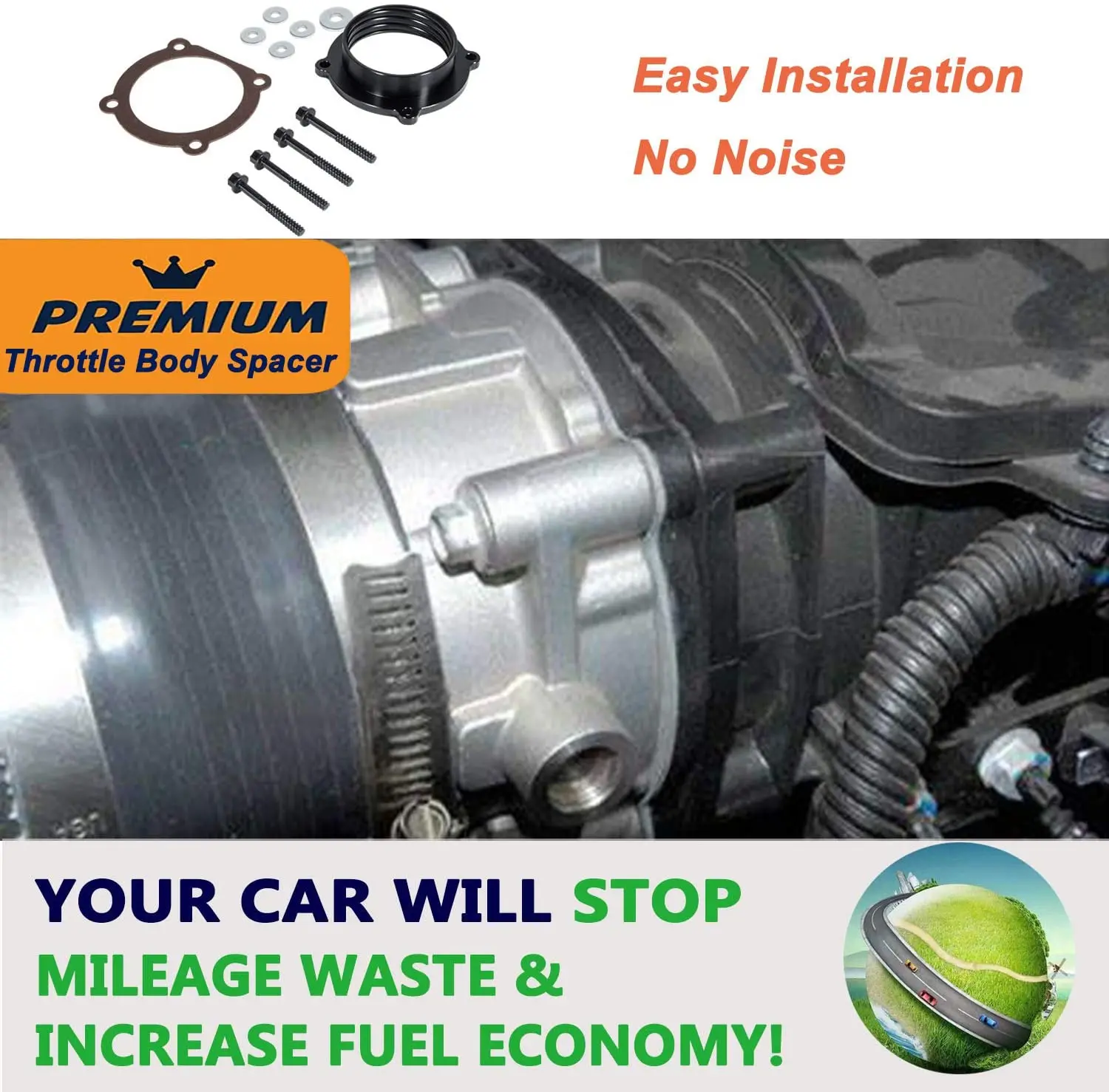 Automotive Throttle Body Spacer for Jeep Wrangler JK JL JT Gladiator