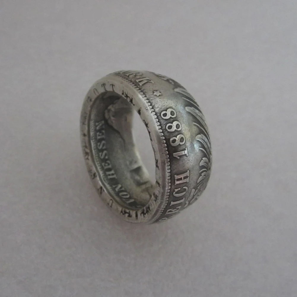 Германия серебряное кольцо для монет 5 Марка 1888 посеребренное ручной работы в размерах 8-16