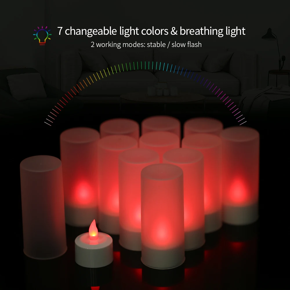 Светодиодная свеча меняющая цвет от USB Мерцающая рождественская чайная лампа