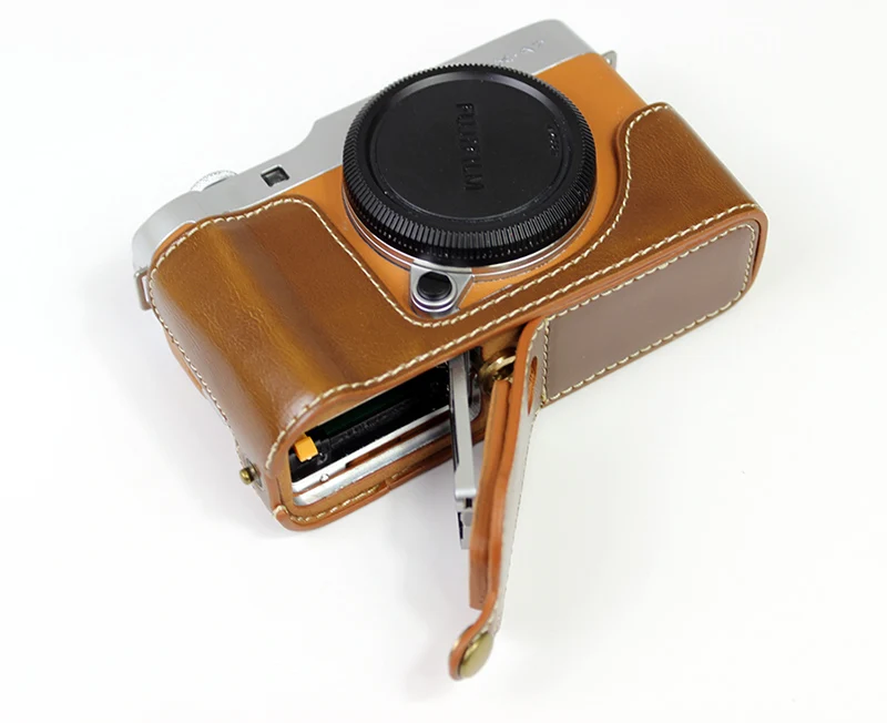 Из искусственной кожи чехол для камеры Сумка для fuji X-A7 XA7 fuji пленка XA-7 протектор держатель оболочки с отверстием батареи