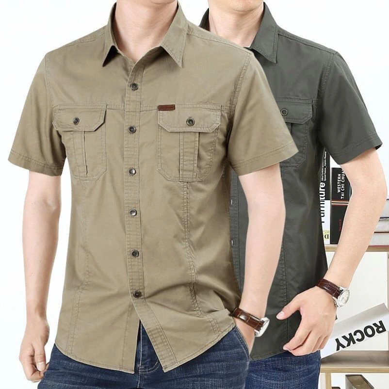 mens short sleeve cargo shirt