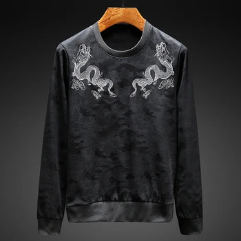 

(sweatshirt+pant) Mens Sets Luxury Embroidery Round Collar Sweatshirt Men Plus Size 6xl Elastic Waist Black Male Trousers