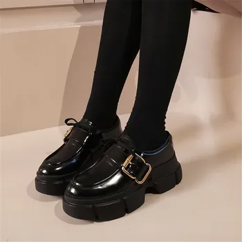 

Lapolaka 2020 Hot Sale Genuine Leather Platform Comfortable Shoes Woman Pumps Female Buckle Strap Classics Pumps Women