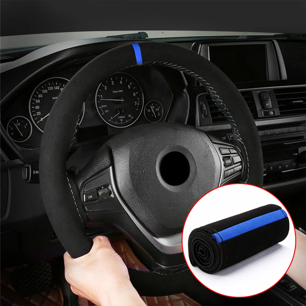 

Replacement Steering Wheel Cover 15" Universal Black+Blue Car Protector