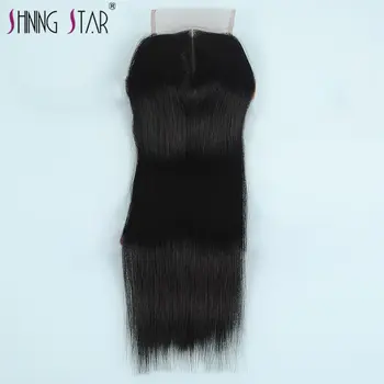

Lace Closure Human Hair Straight 8-18 Inch Closures 4*4 Lace Middle Part Natural Color Remy Peruvian Hair Closure Shining Star