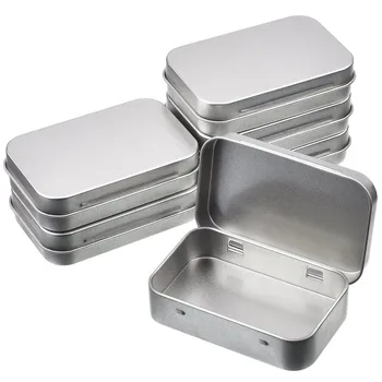 

6 Pack Container Rectangular Hinged Containers Small Storage Kit Silver Empty Mini Portable Box, Home Organizer