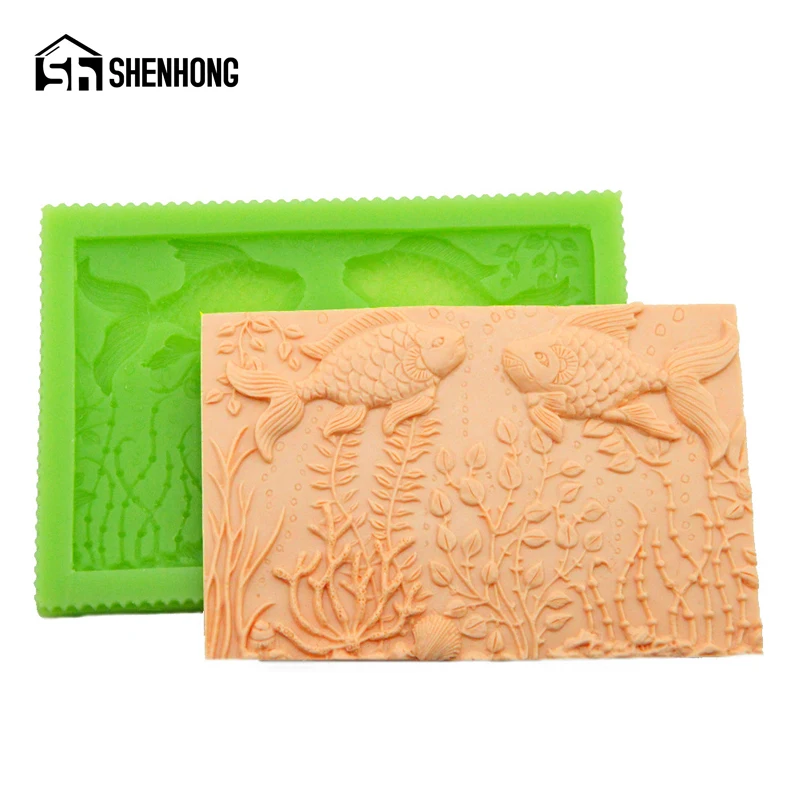 

SHENHONG Fish Water Grass Silicone Cake Mold Vine Pattern Gum Paste Sugar Craft Fondant Pastry Border Decorating Mould