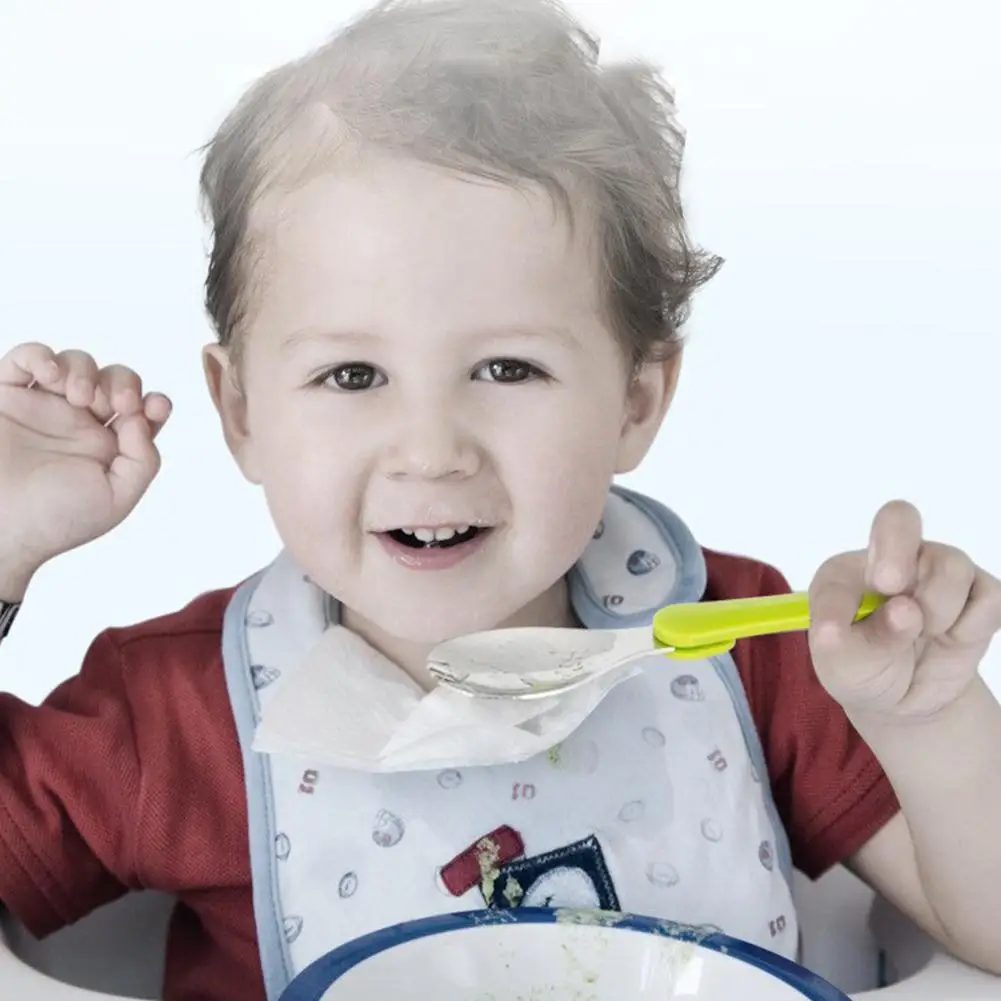 Kuulee Baby Feeding Spoon Foldable Spoon Stainless Steel Portable Kids Tableware stainless steel+ABS safe